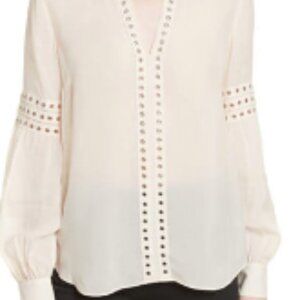 Veronica Beard - Cream Blouse w/ Grommet Detail Sz 2